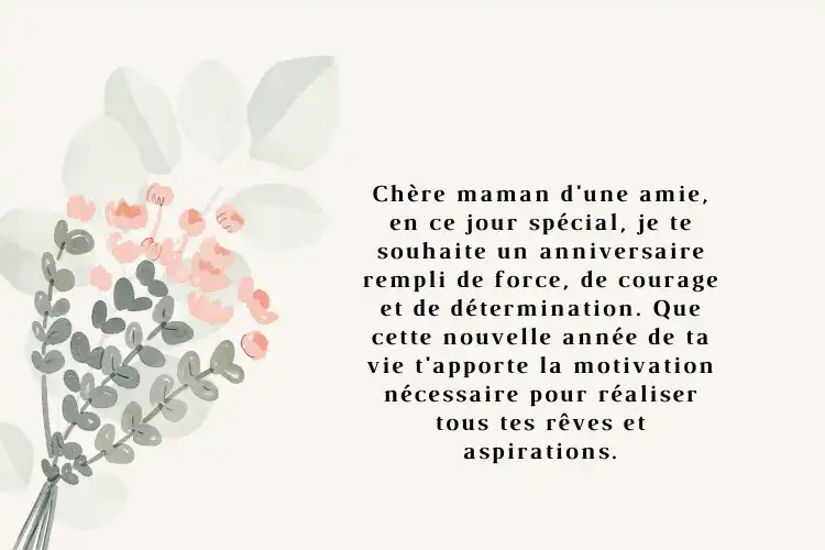 Souhaits d'anniversaire motivants pour la maman d'une amie