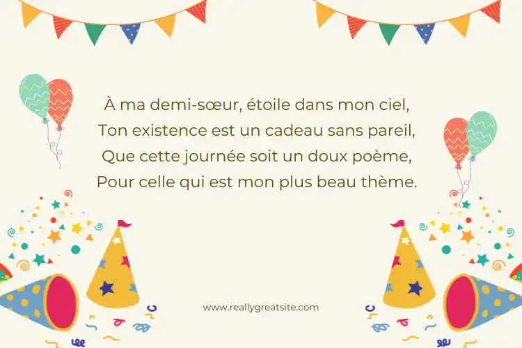 Poèmes d'anniversaire Voeux  pour  demi-sœur