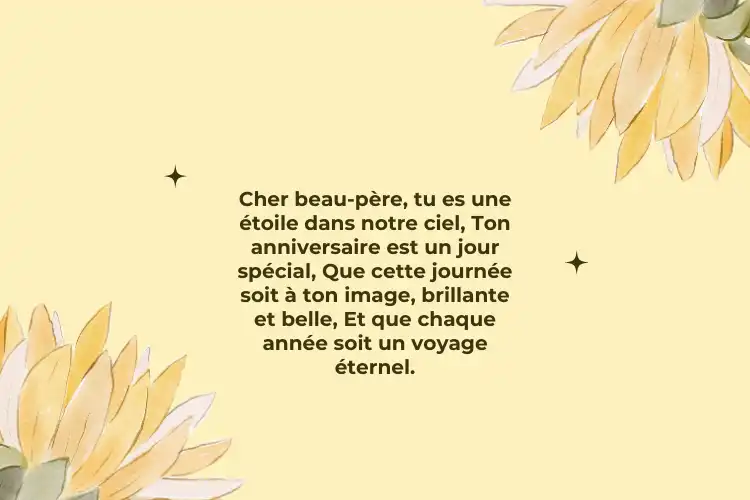 Poèmes d'anniversaire Voeux pour beau-père