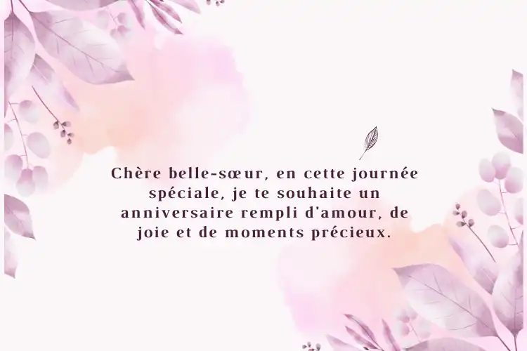 Souhaits d'anniversaire pour belle-sœur