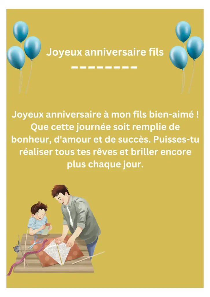 Voeux d'anniversaire pour le fils