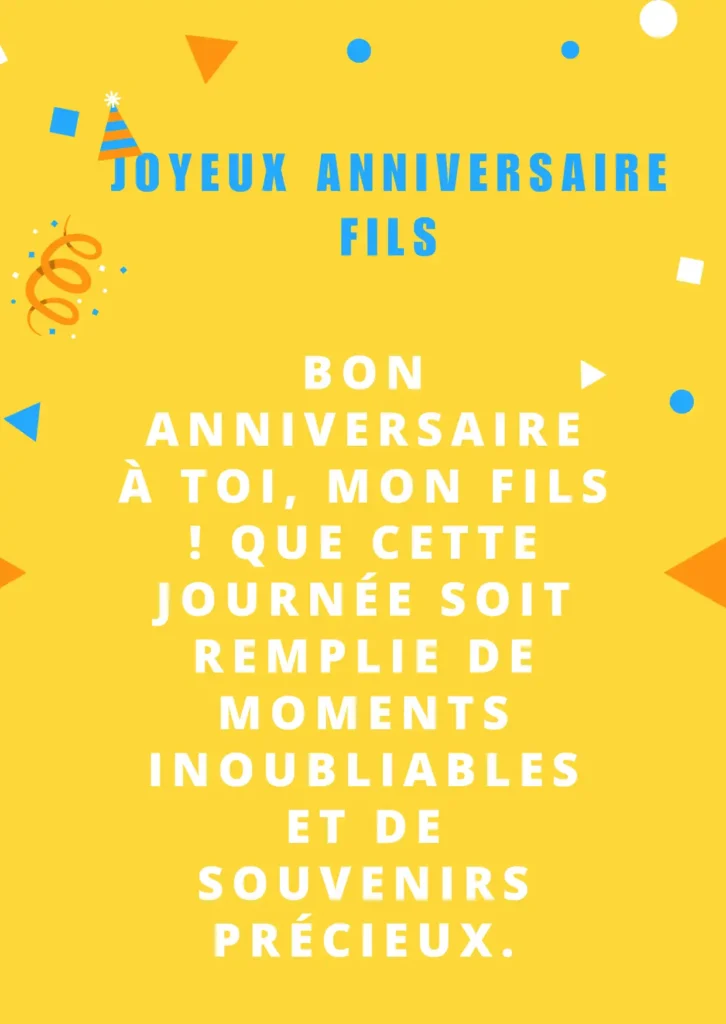 Voeux d'anniversaire pour le fils