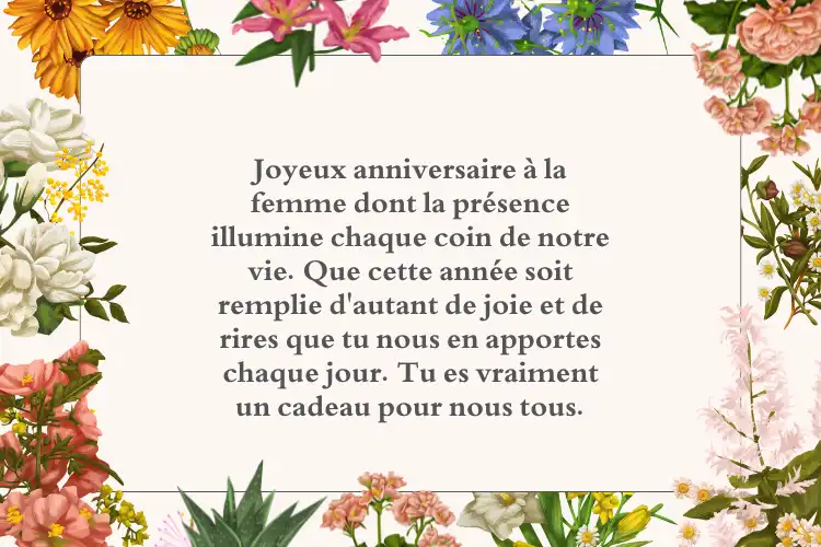 Vœux d'anniversaire émouvants pour femme