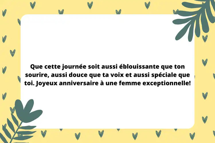 Vœux d'anniversaire pour femme