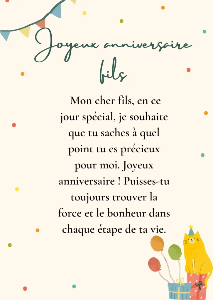 Vœux d’anniversaire émotionnels pour le fils