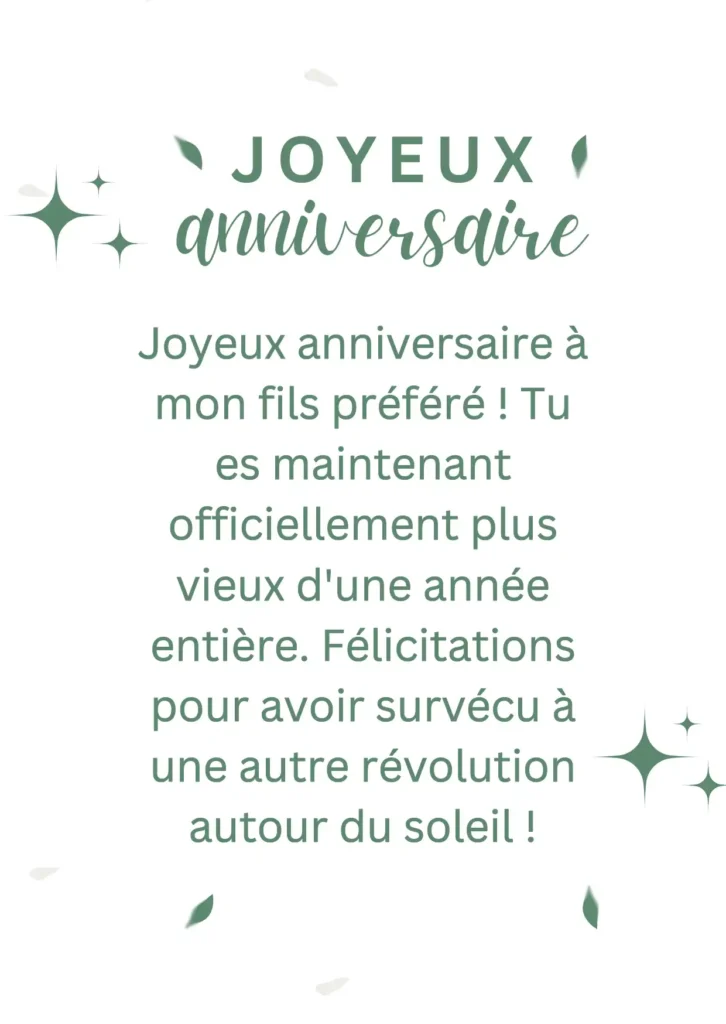 Vœux d’anniversaire drôles pour le fils