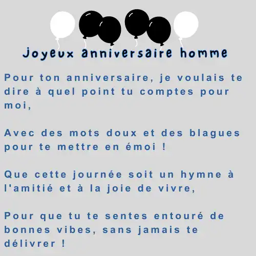 Poèmes d'anniversaire drôles pour les hommes