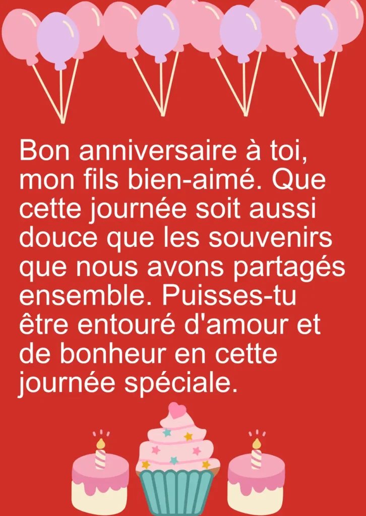 Vœux d’anniversaire doux pour le fils