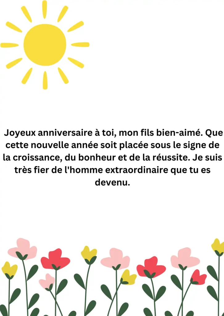 Vœux d’anniversaire touchants pour le fils