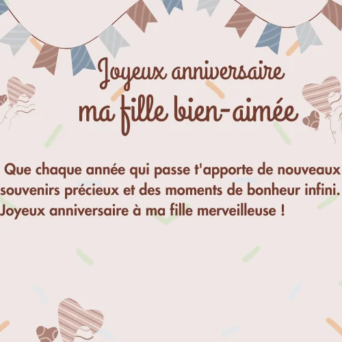 Voeux d'anniversaire émotionnel pour sa fille