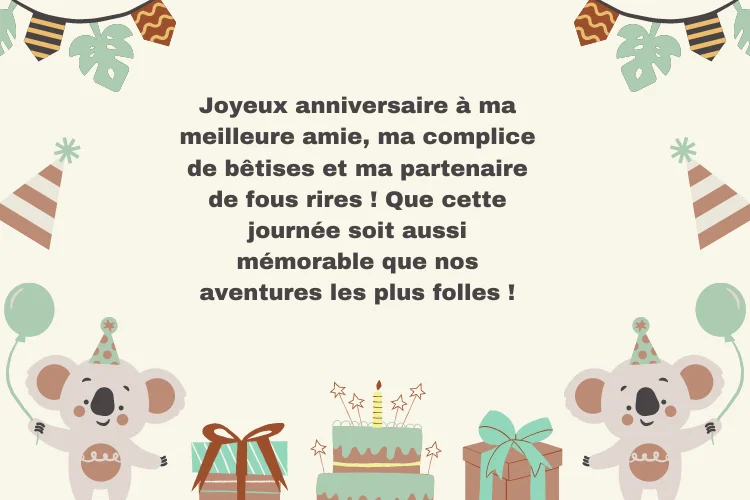 Vœux d'anniversaire drôles pour femelle amie