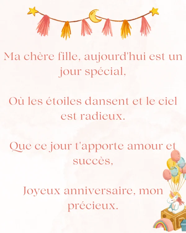 Poèmes de vœux d'anniversaire pour sa fille