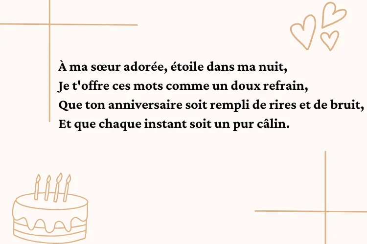 Poèmes de vœux d'anniversaire pour une sœur