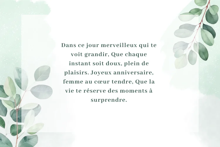 Poèmes anniversaire souhaits pour femme