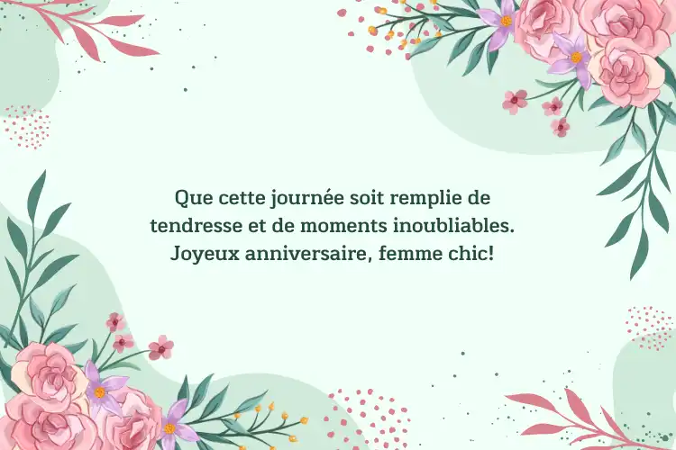 Doux voeux d'anniversaire pour femmes chics