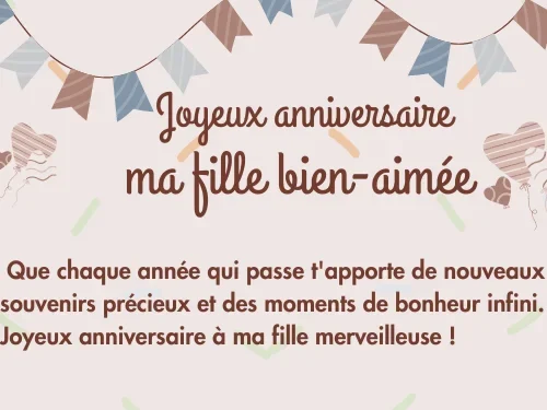 Voeux d'anniversaire émotionnel pour sa fille